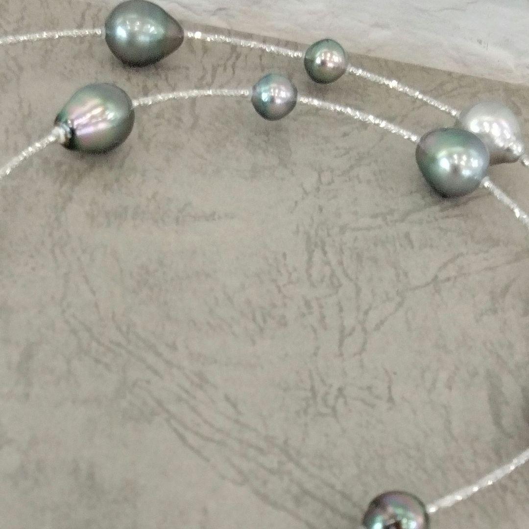 K18WG黒蝶真珠ロングネックレス　8.1～11.8mm珠　80cm　　新品