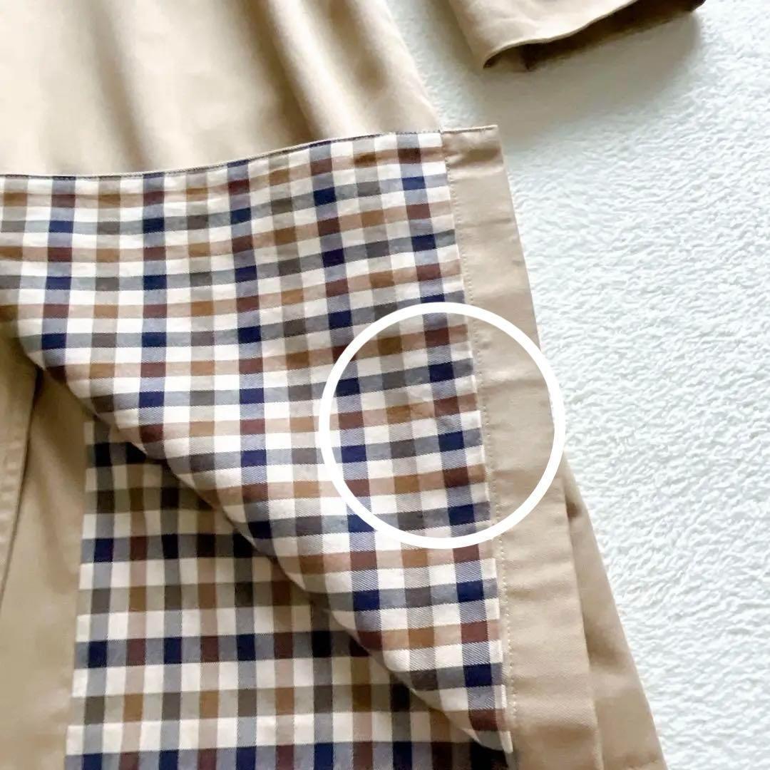 クリーニング済☆ Aquascutum ベルト付きトレンチコート　チェック柄
