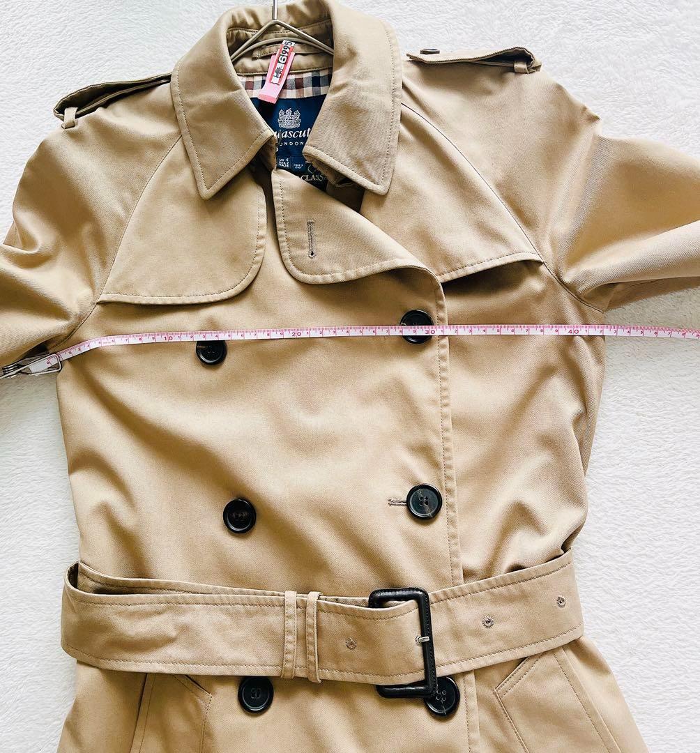 クリーニング済☆ Aquascutum ベルト付きトレンチコート　チェック柄