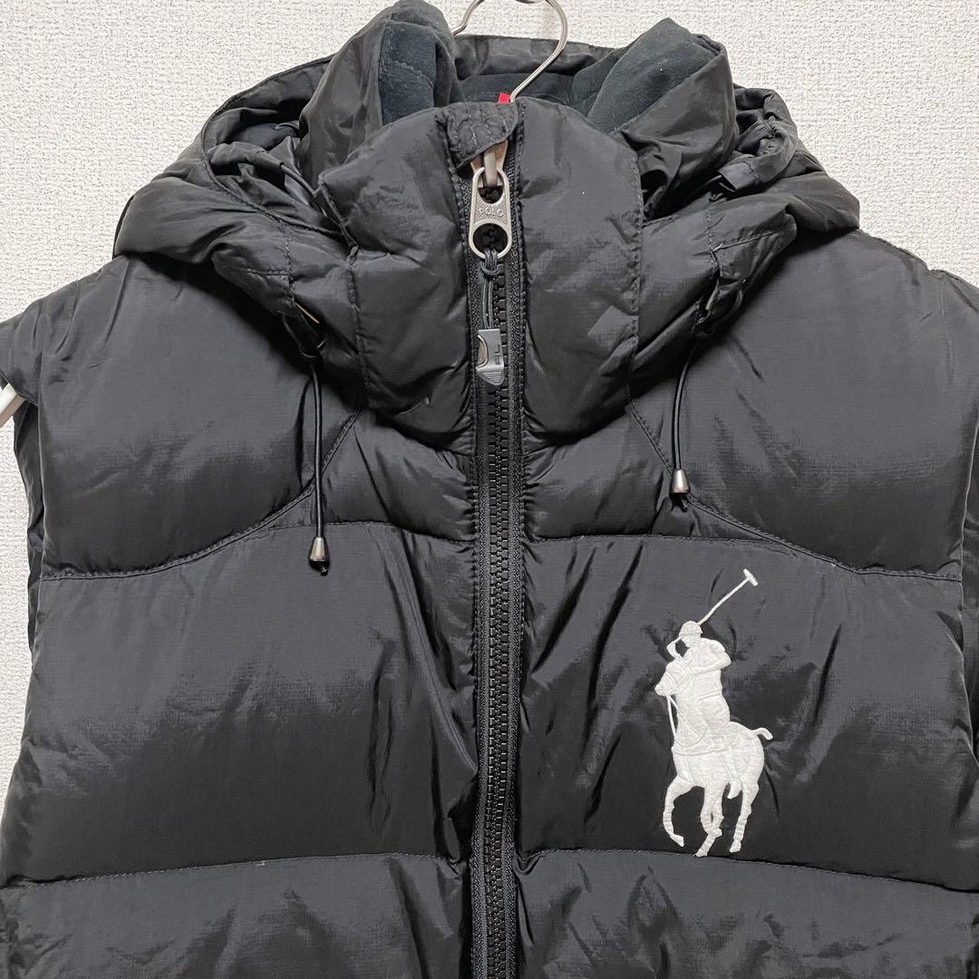 ポロラルフローレン ダウンベスト ビッグポニー刺繍 ブラック M