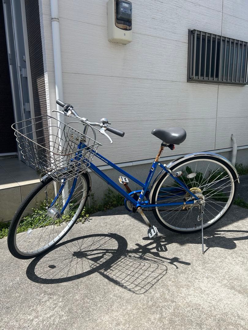 自転車　シティーサイクル6段変速　福岡　ブルー