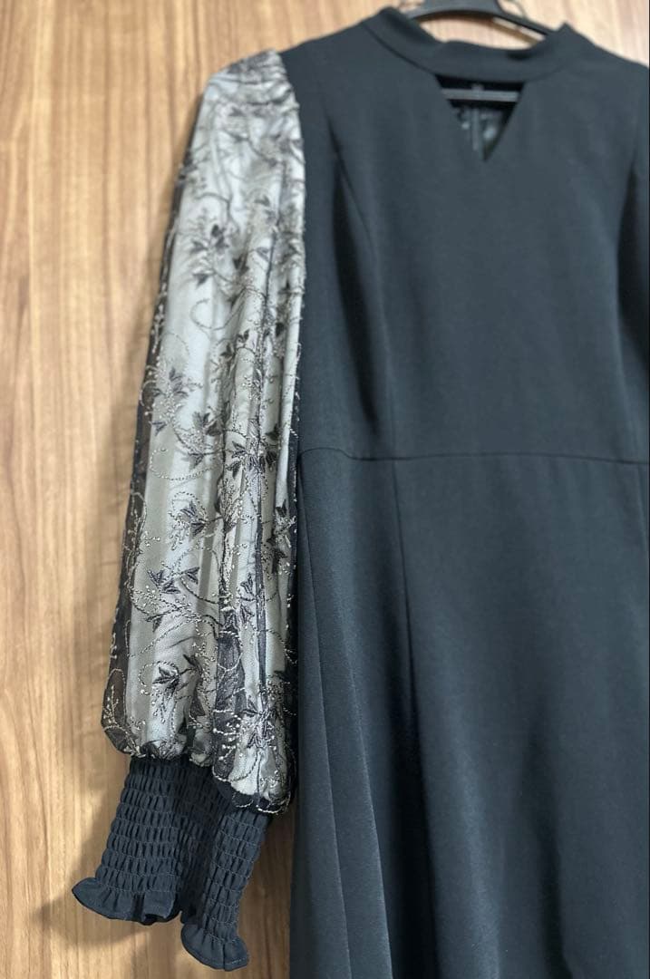 ANDRESD sleeve embroidery dress ブラック L