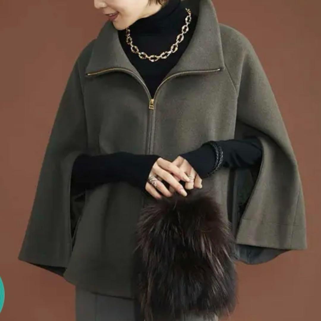 【美品】定価4.7万 ミッシェルクラン ニードルリバーポンチョコート　38