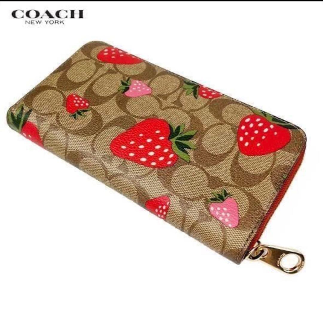 コーチCOACHストロベリー苺シグネチャーレザー長財布
