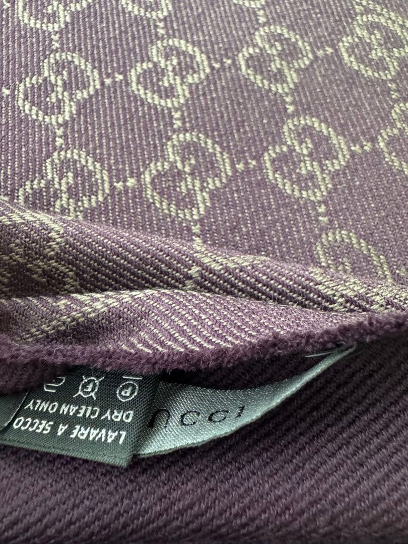 GUCCI グッチ ダークパープル ウール ストール GGパターン マフラー