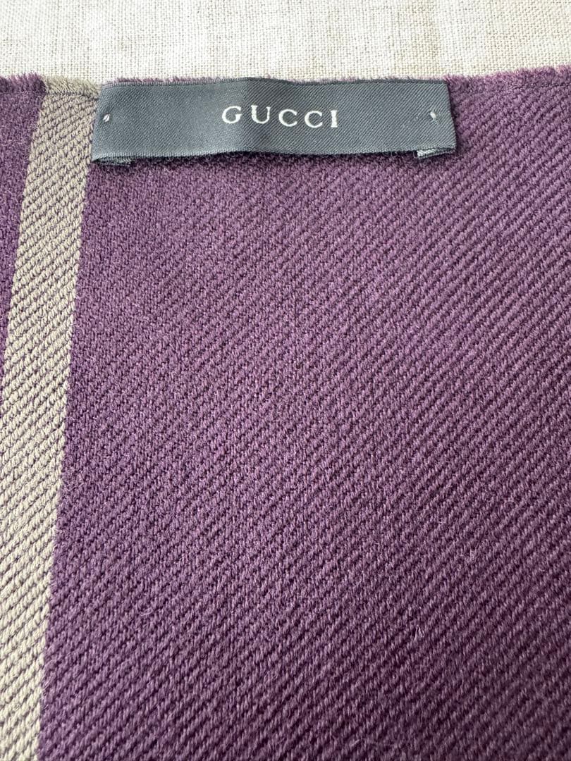 GUCCI グッチ ダークパープル ウール ストール GGパターン マフラー