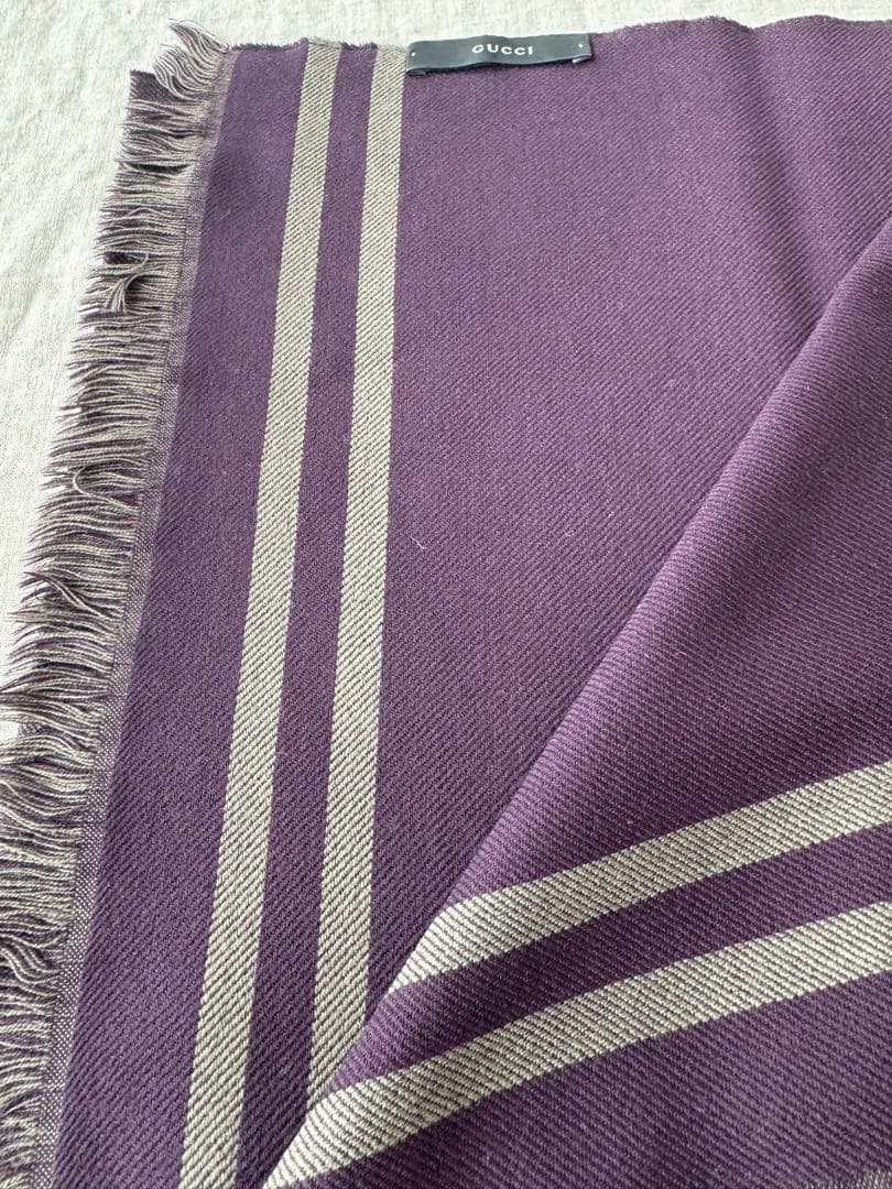 GUCCI グッチ ダークパープル ウール ストール GGパターン マフラー