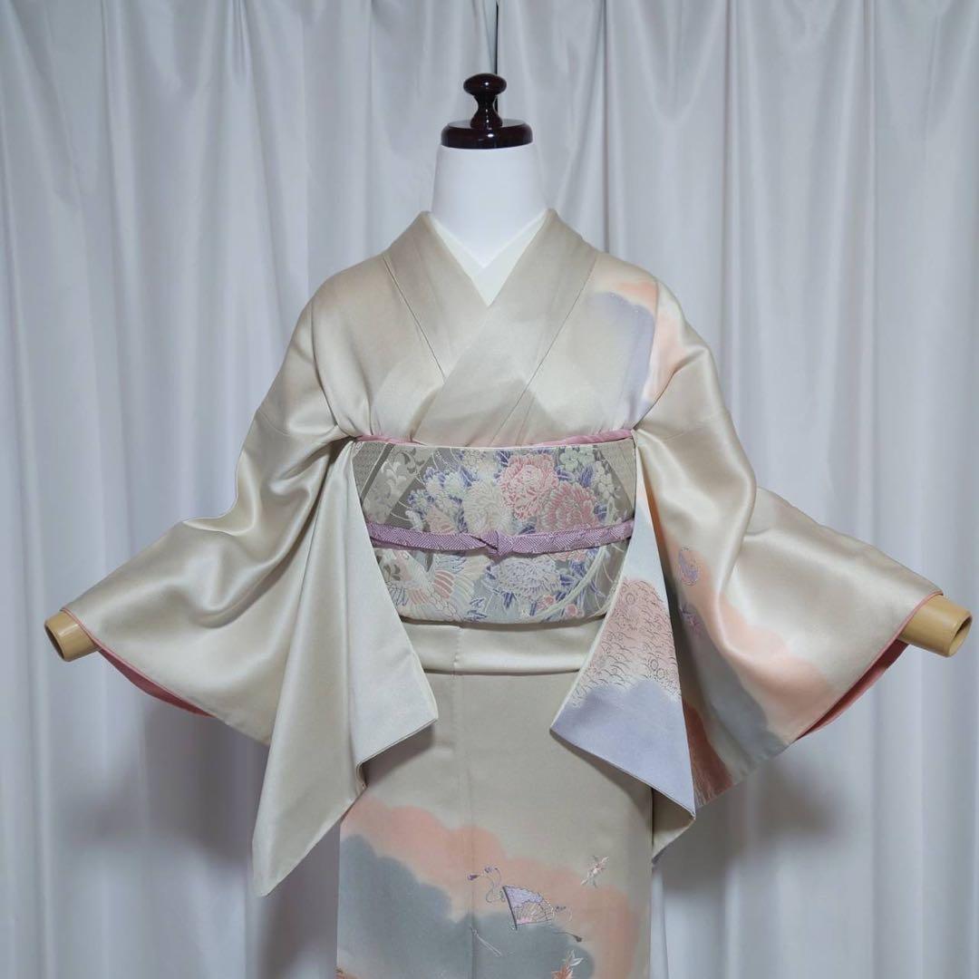 イ9988 未使用近い　美品　袷　正絹　友禅　訪問着　ぼかし染　フルセット