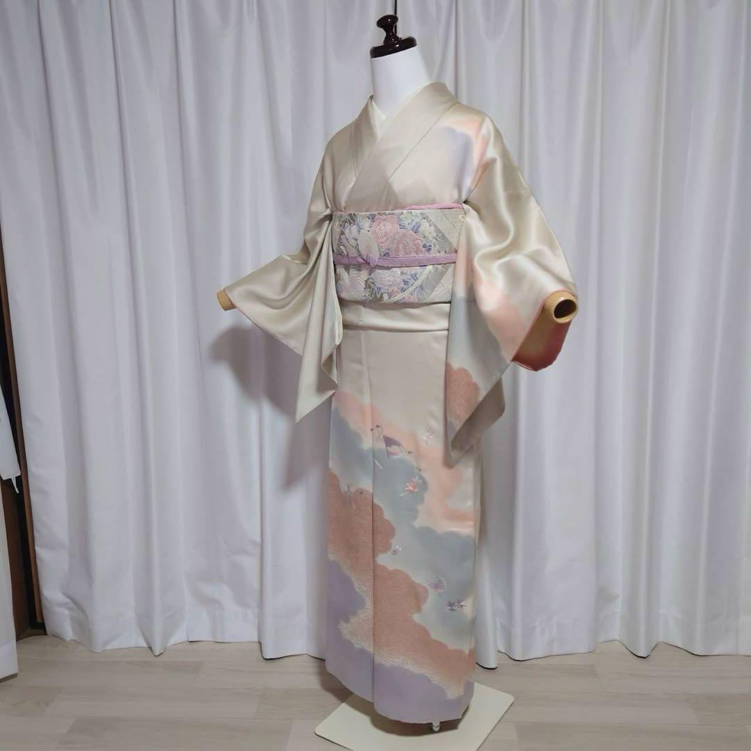 イ9988 未使用近い　美品　袷　正絹　友禅　訪問着　ぼかし染　フルセット