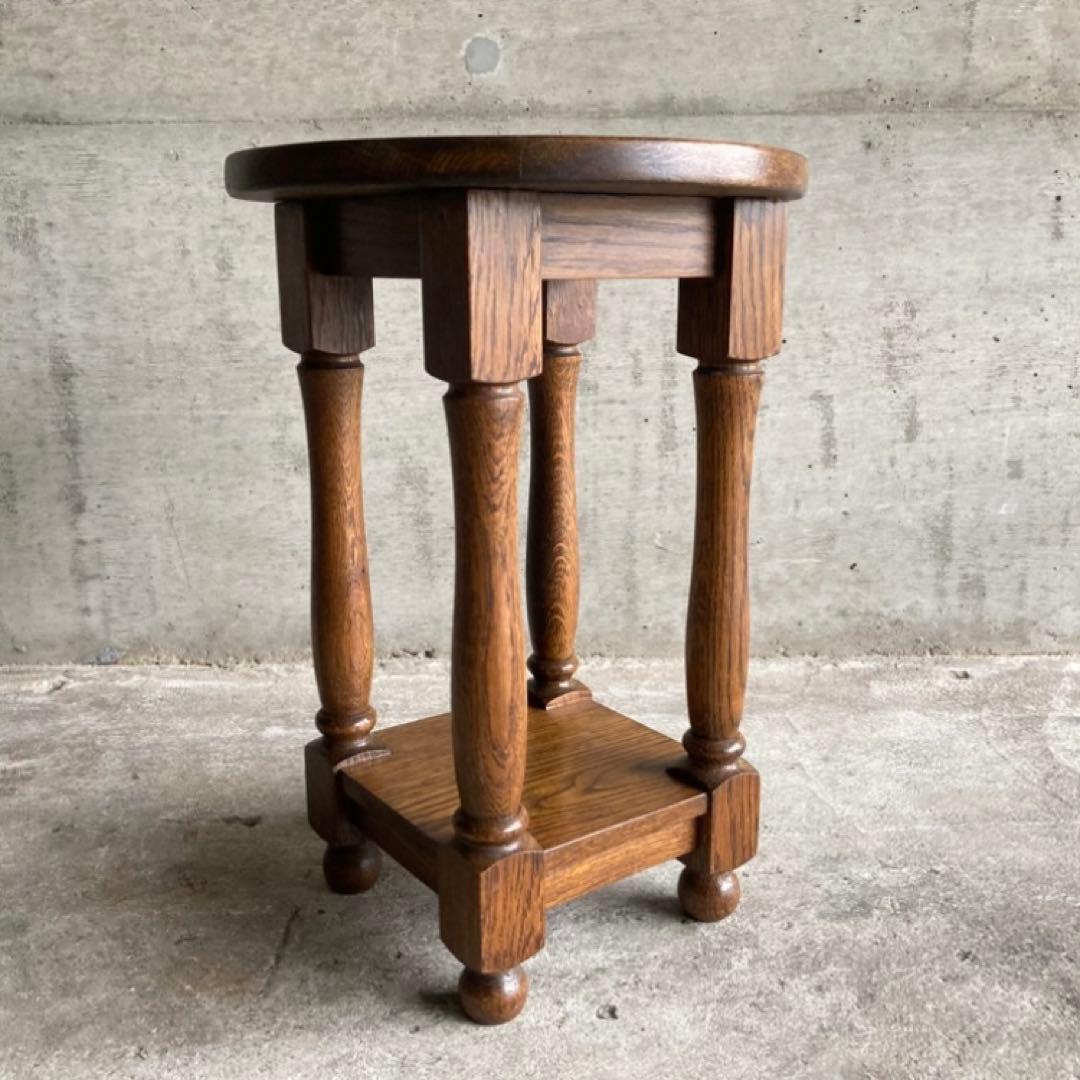 飾り台 サイドテーブル 棚 花台 電話台 置物 スツール 虎斑模様 木製 レトロ