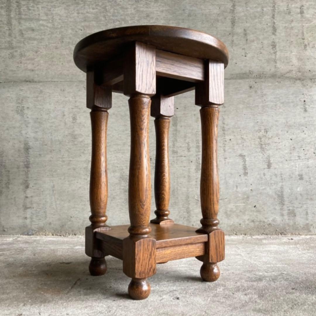 飾り台 サイドテーブル 棚 花台 電話台 置物 スツール 虎斑模様 木製 レトロ