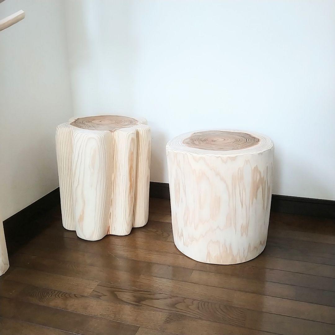 丸太スツール　丸太サイドテーブル　スギ