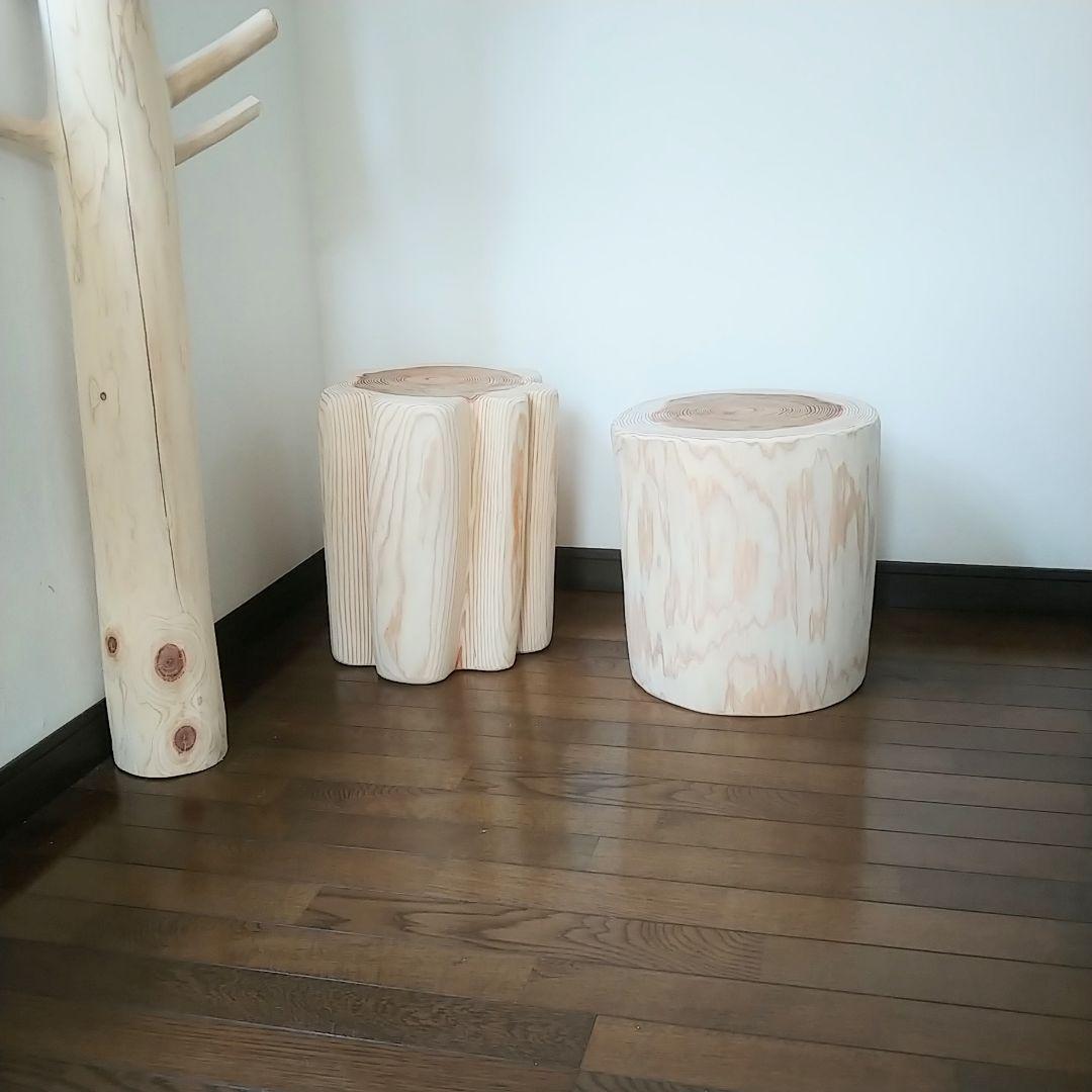 丸太スツール　丸太サイドテーブル　スギ