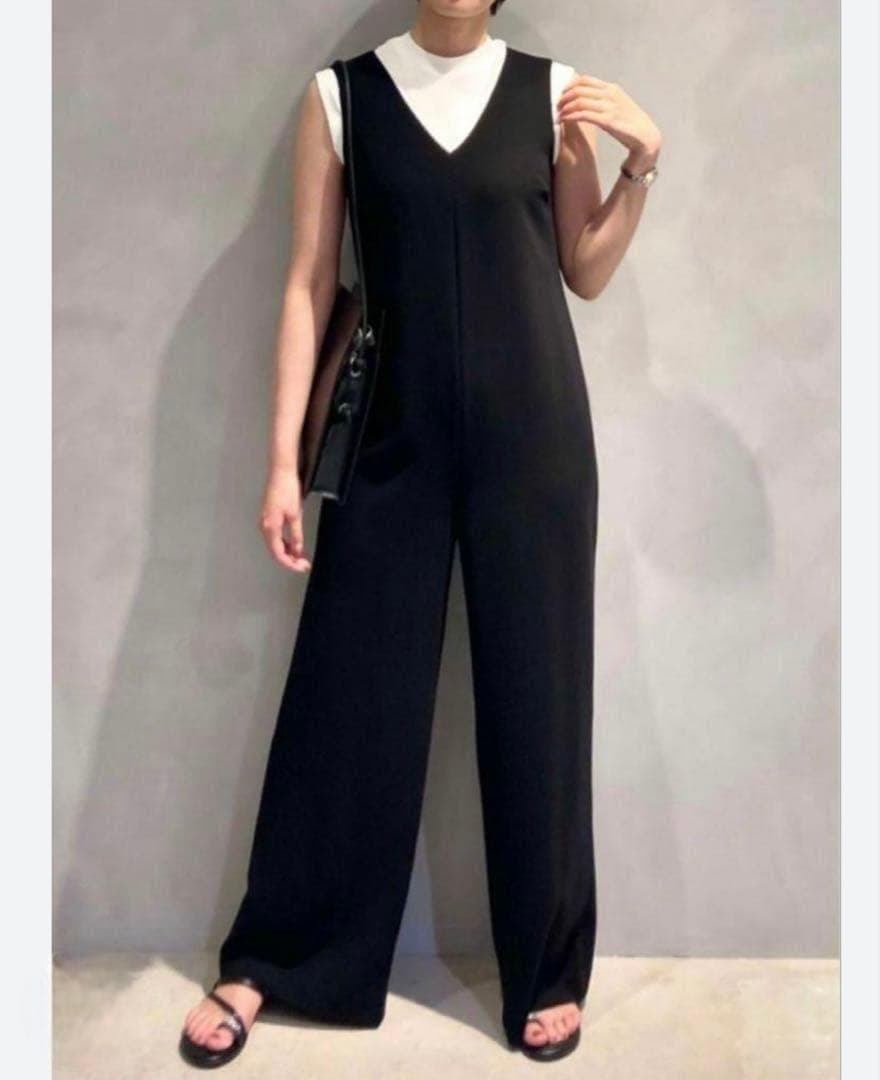 極美品 セオリー オールインワン ジャンプスーツ 黒 ワイドパンツ ワンピース