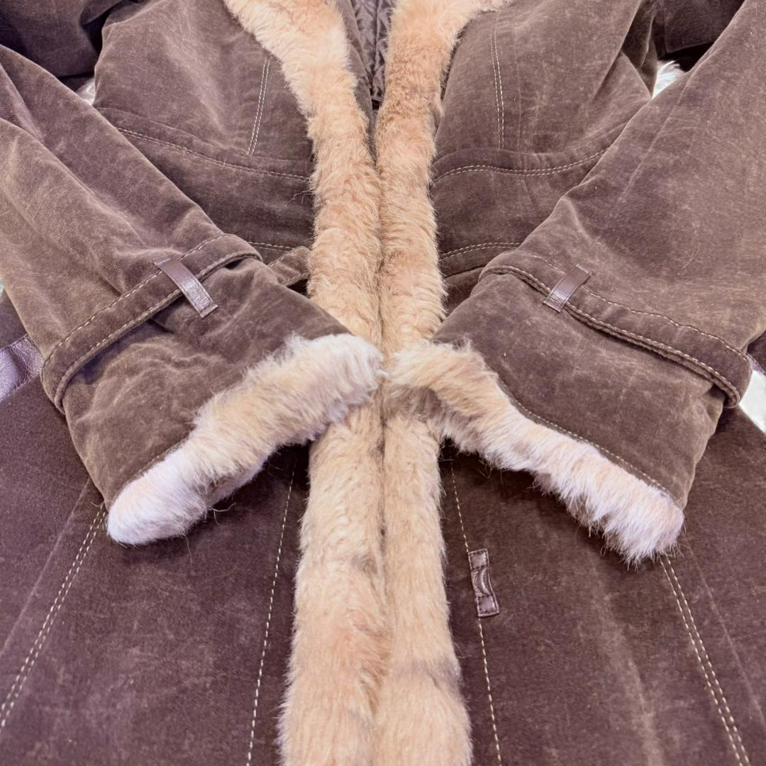 BURBERRY BLUE LABEL ロングコート ブラウン ファーコート