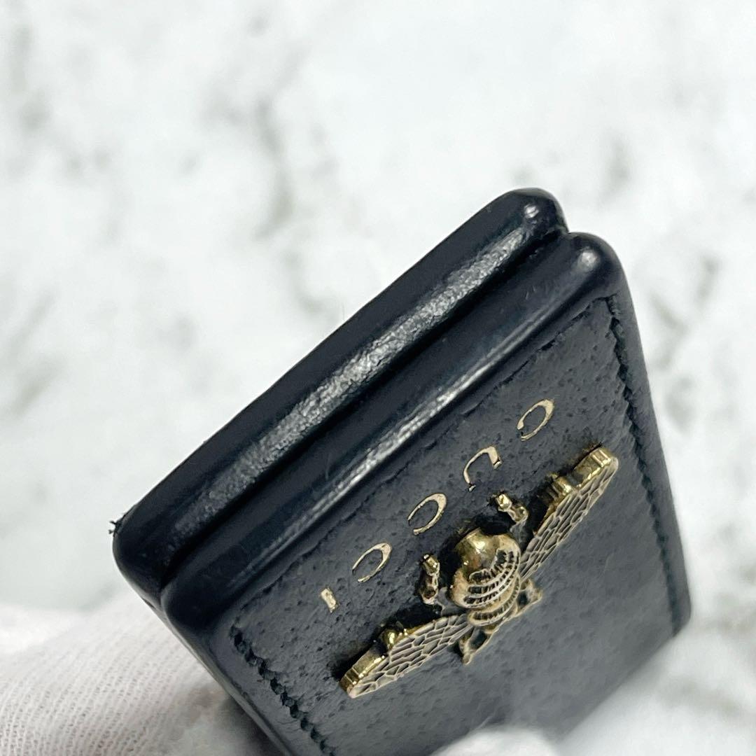 美品　グッチ　マネークリップ　レザー　アニマリエ　ビー　蜂　財布　ブラック