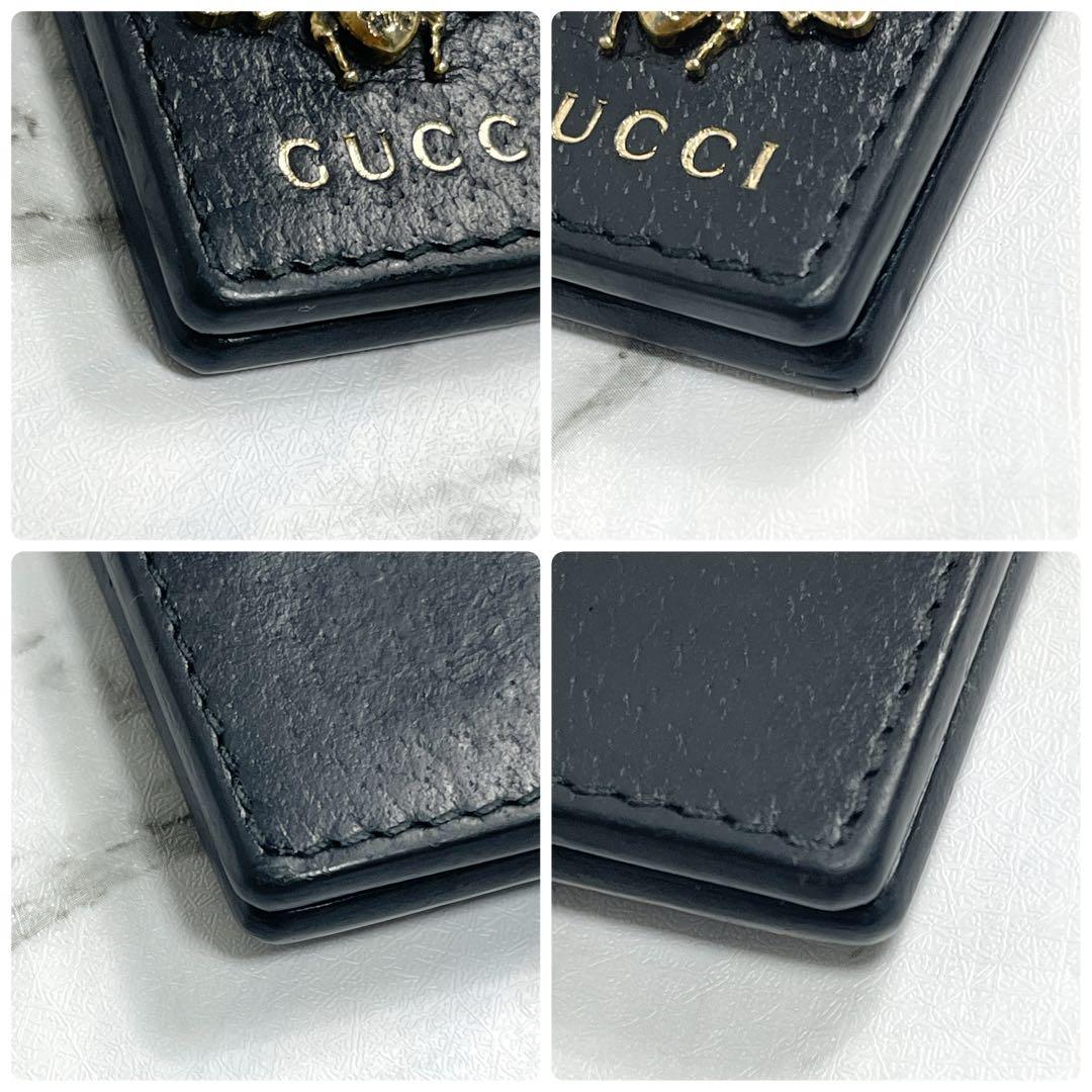 美品　グッチ　マネークリップ　レザー　アニマリエ　ビー　蜂　財布　ブラック