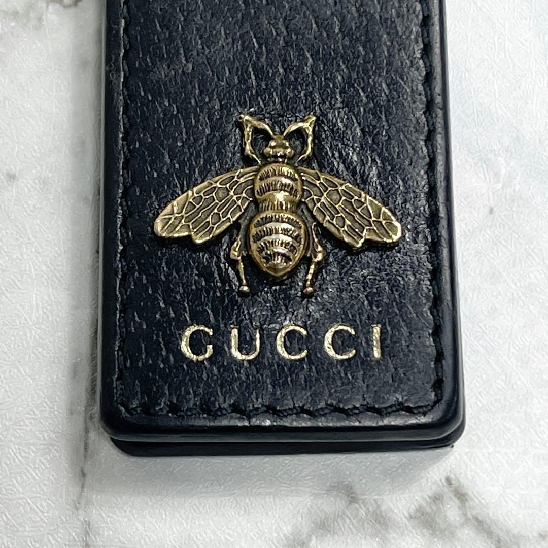 美品　グッチ　マネークリップ　レザー　アニマリエ　ビー　蜂　財布　ブラック