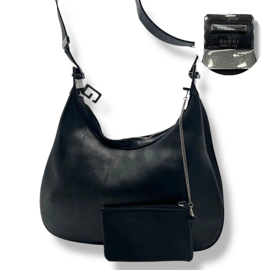 美品 GUCCI グッチ GG レザー バッグ ショルダー Vintage ロゴ