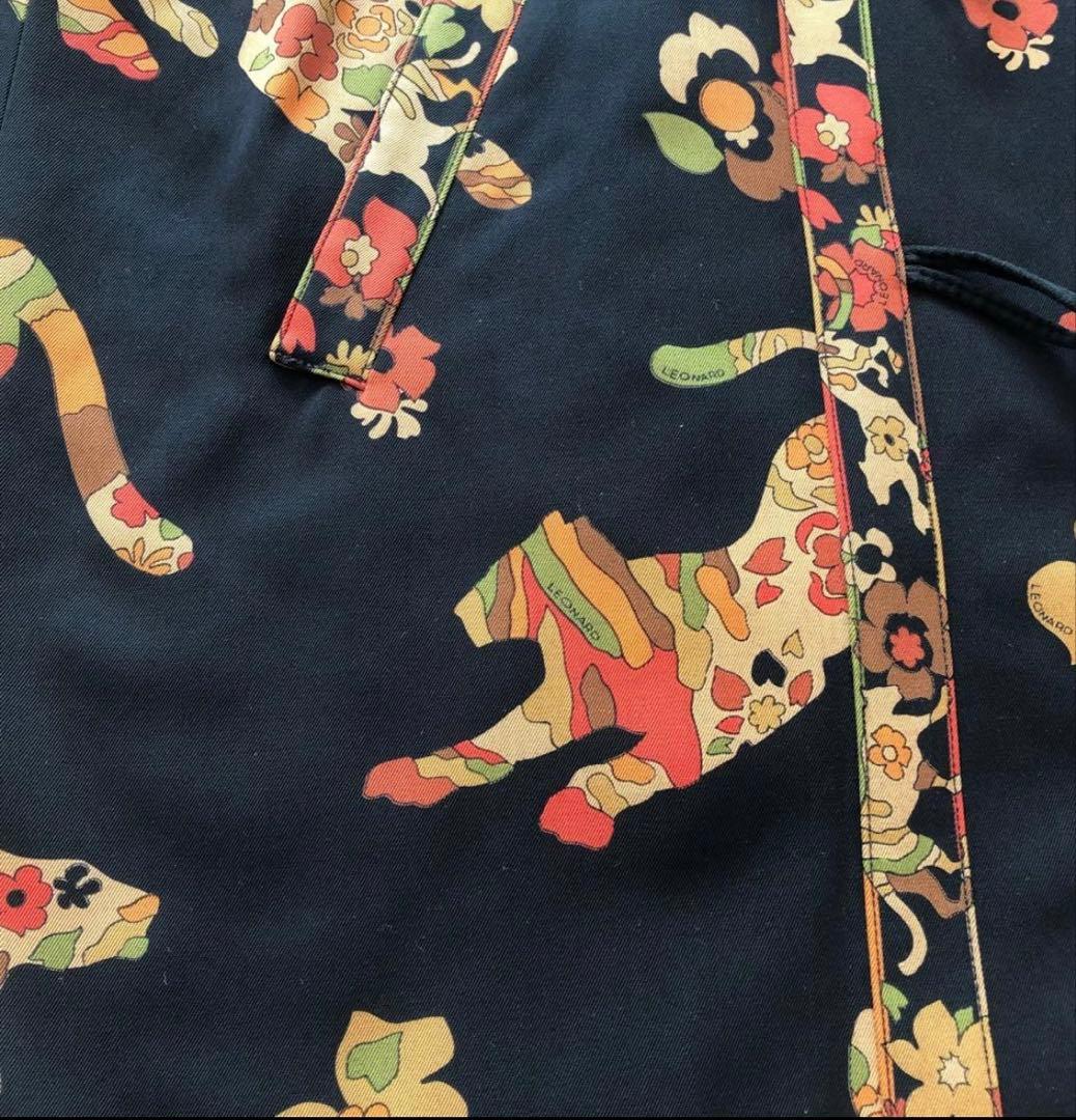 極美品レオナール LEONARD ロングコート ヒョウ柄レディースコート