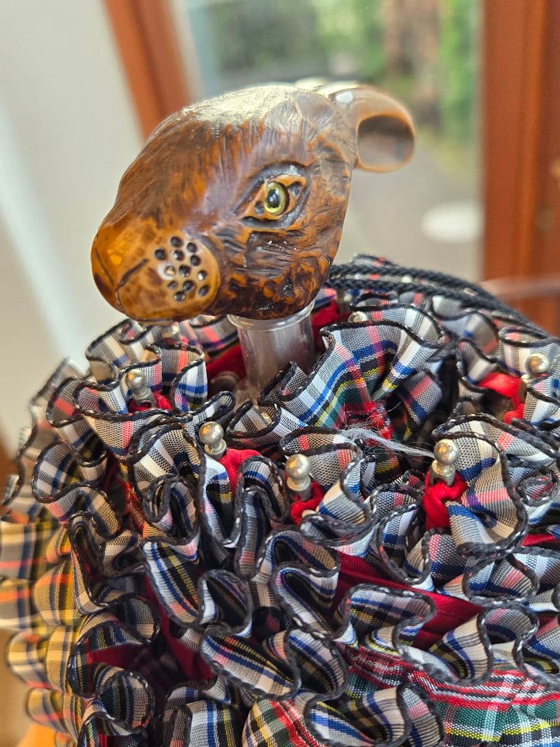 希少チェック柄フリル！ フランスGUY deJEAN ウサギ頭の折りたたみ傘