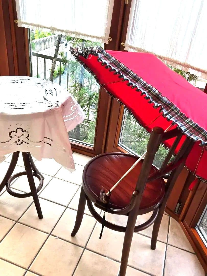 希少チェック柄フリル！ フランスGUY deJEAN ウサギ頭の折りたたみ傘