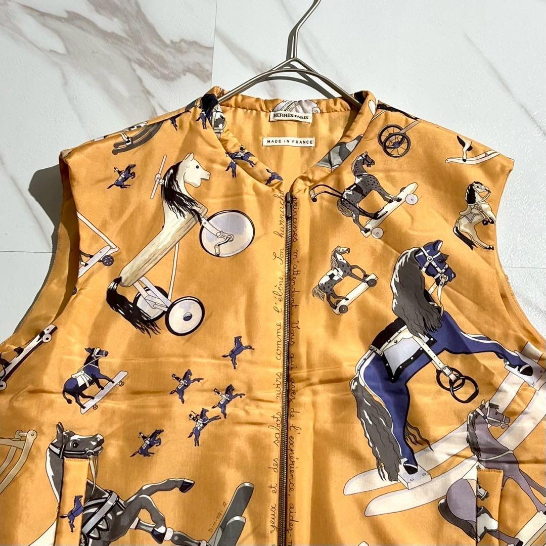 美品 HERMES マルジェラ期 ダウンベスト お馬のお話をして シルク SM