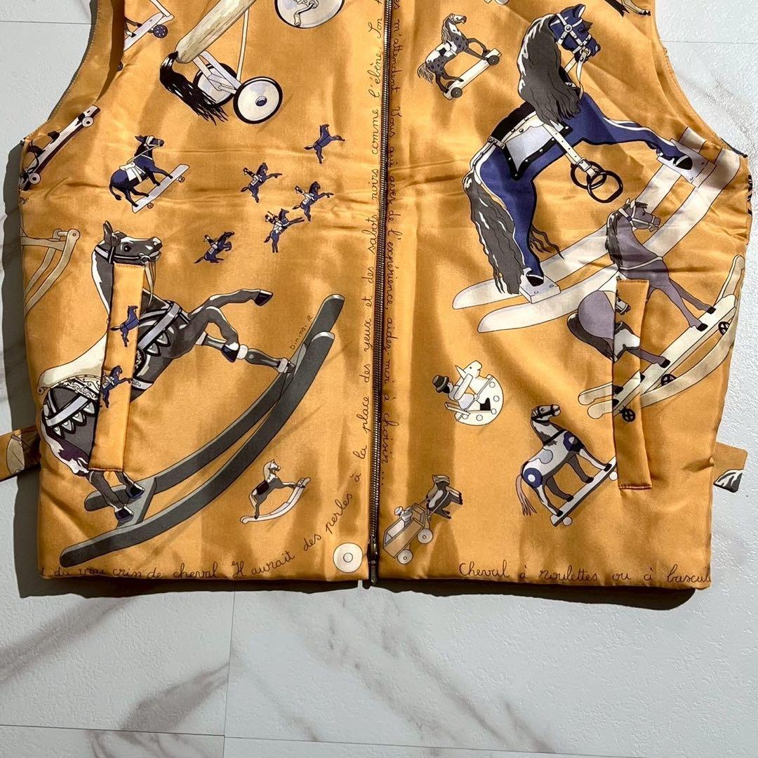 美品 HERMES マルジェラ期 ダウンベスト お馬のお話をして シルク SM