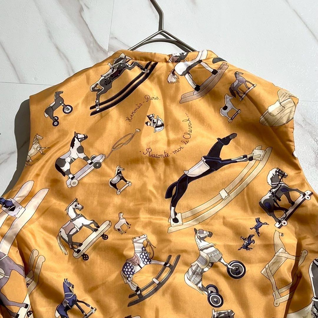美品 HERMES マルジェラ期 ダウンベスト お馬のお話をして シルク SM