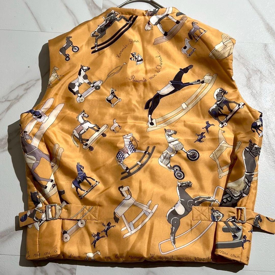 美品 HERMES マルジェラ期 ダウンベスト お馬のお話をして シルク SM