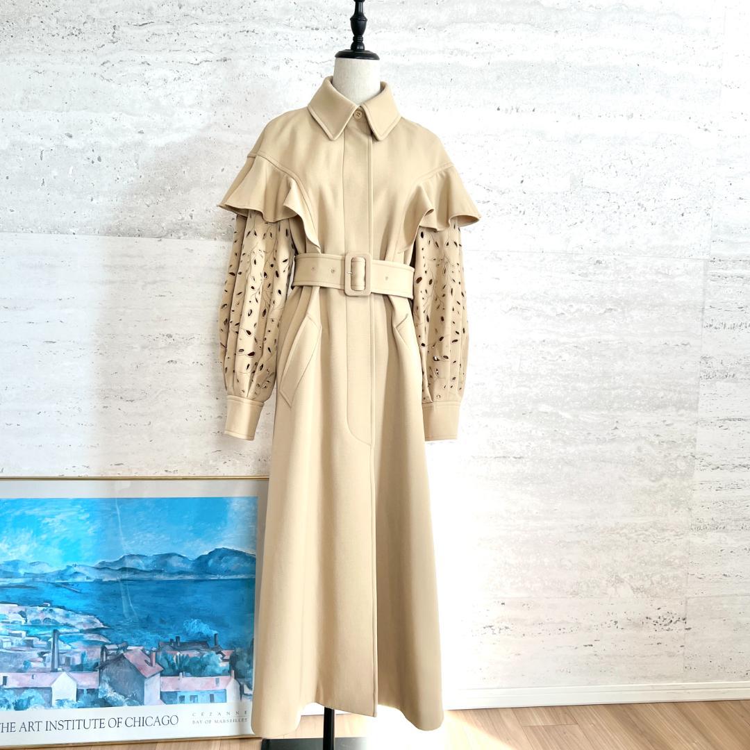 極美品★Chloe★カットワーク刺繍★ケープ★ロング★トレンチコート