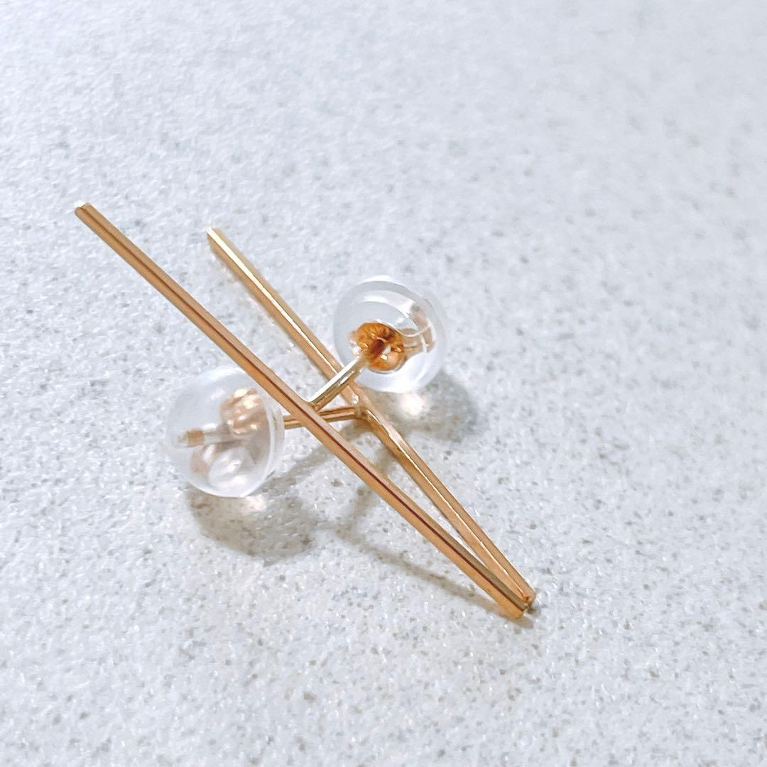 ま*ー様 美品 cuicui K10 ゴールド ラインピアス