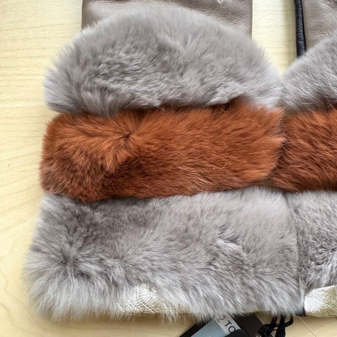 新品★GALA GLOVES　高級レザー手袋　レッキスラビットファー　スマホ対応