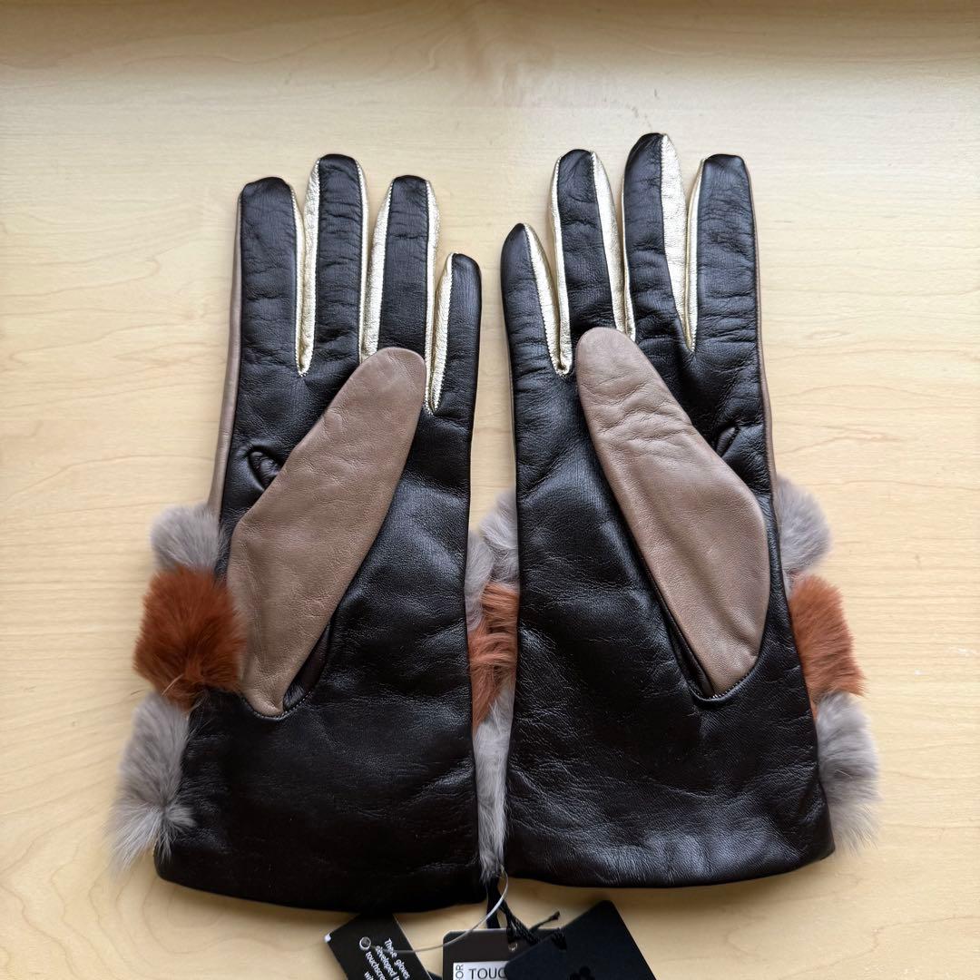 新品★GALA GLOVES　高級レザー手袋　レッキスラビットファー　スマホ対応