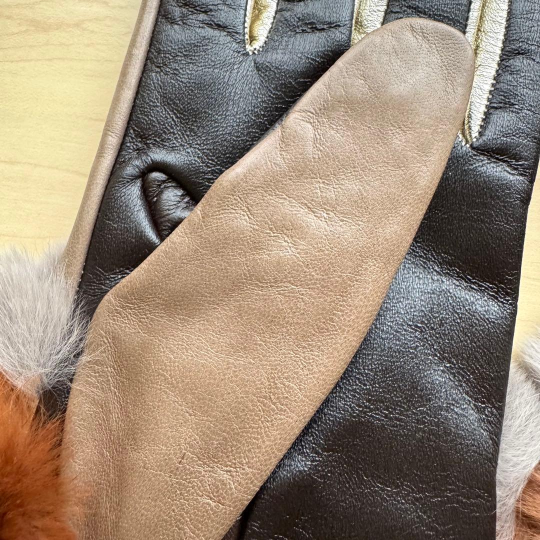 新品★GALA GLOVES　高級レザー手袋　レッキスラビットファー　スマホ対応