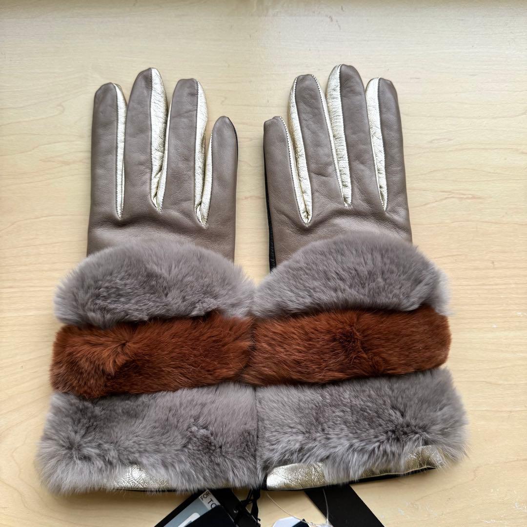 新品★GALA GLOVES　高級レザー手袋　レッキスラビットファー　スマホ対応