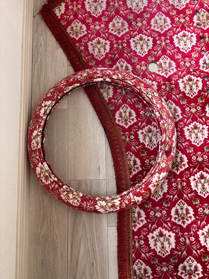 パーフェクトクオン　ダッシュマット　ハンドルカバー　新格子レッド