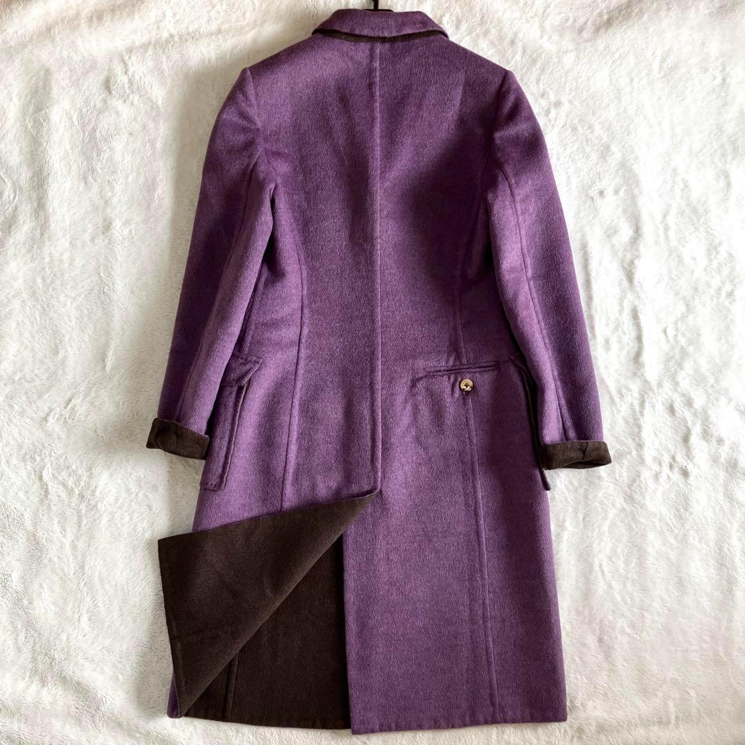 バランタイン BALLANTYNE ウールアンゴラ ロングコート 42 パープル