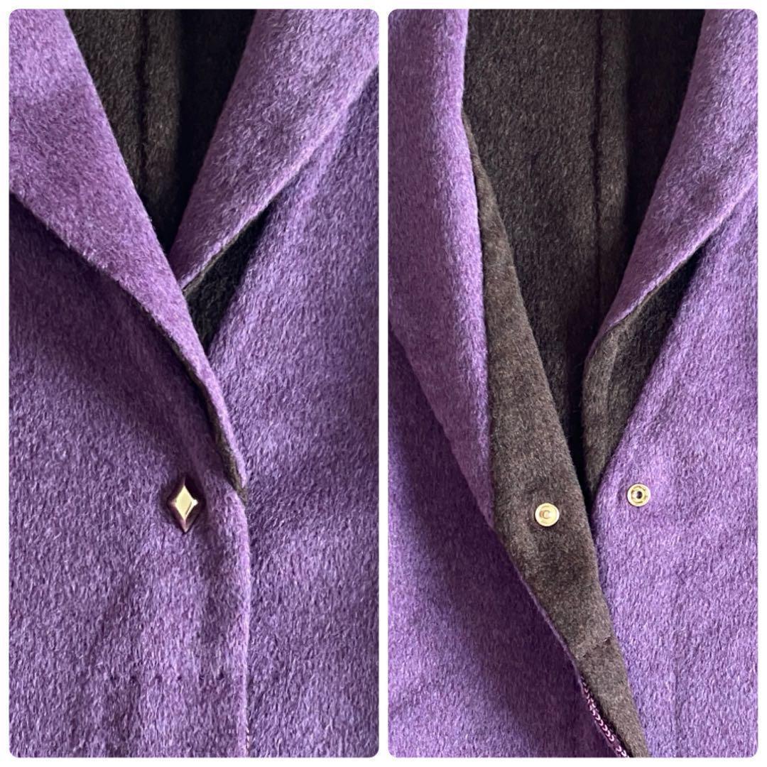 バランタイン BALLANTYNE ウールアンゴラ ロングコート 42 パープル