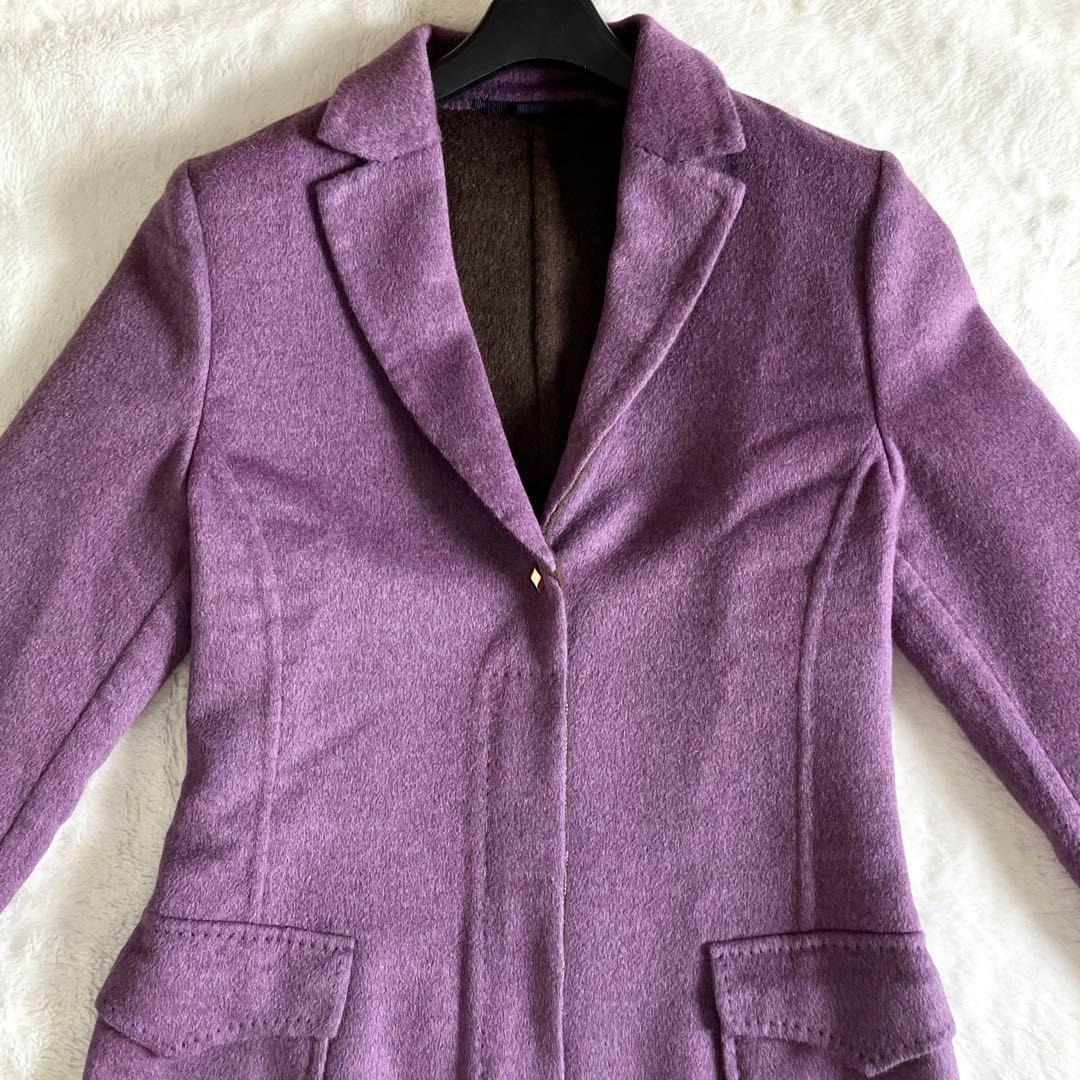 バランタイン BALLANTYNE ウールアンゴラ ロングコート 42 パープル