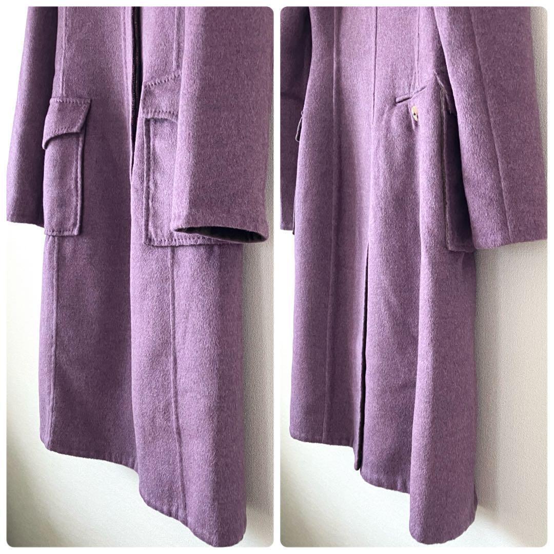 バランタイン BALLANTYNE ウールアンゴラ ロングコート 42 パープル