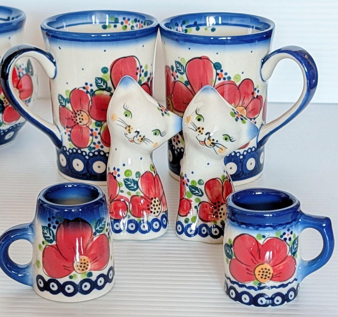 ポーリッシュポタリー ガリア社 赤い花セット♡.*・゜