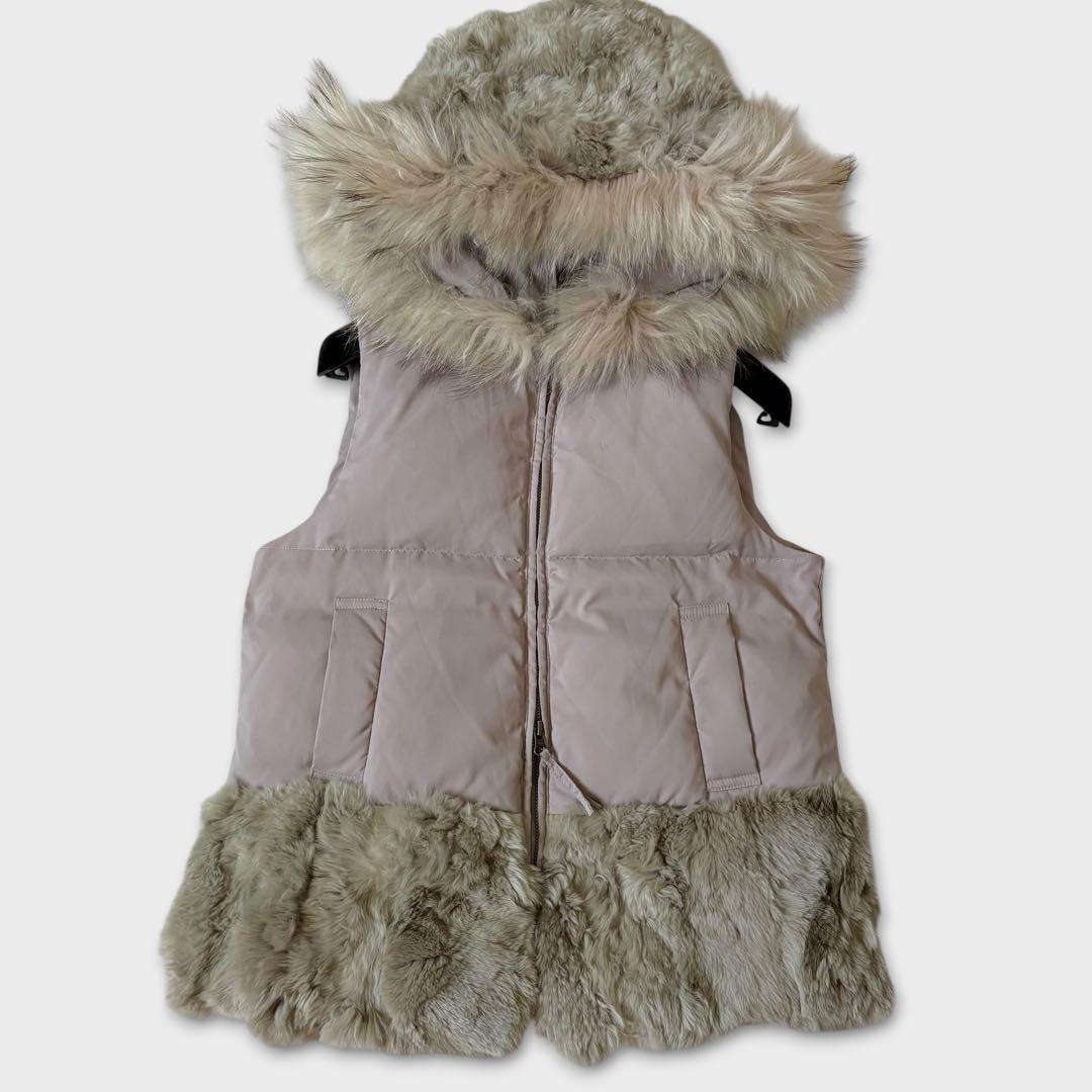 ダイアグラム レッキスパッチダウンベスト ファー グレージュ