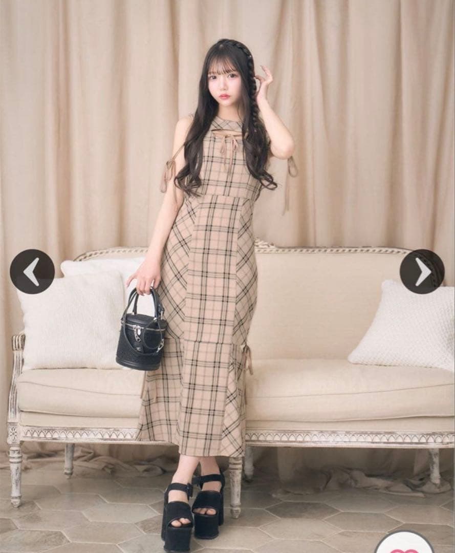 ミシェルマカロン バイアスチェックマーメイドワンピース