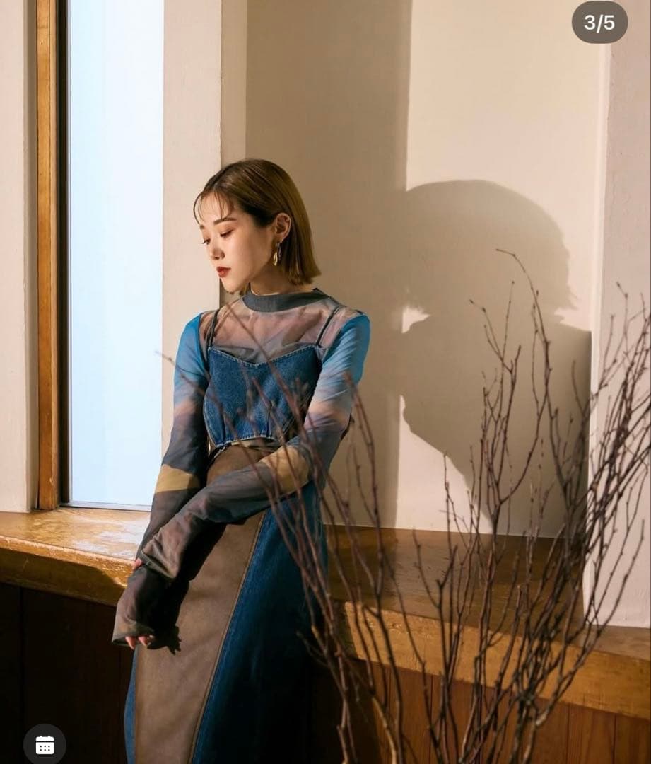 k*中様 yukko フェイクレザーパターンロングデニムコート　ワンピースセット