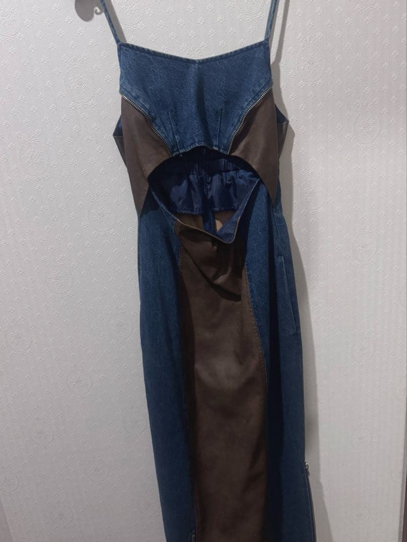 k*中様 yukko フェイクレザーパターンロングデニムコート　ワンピースセット