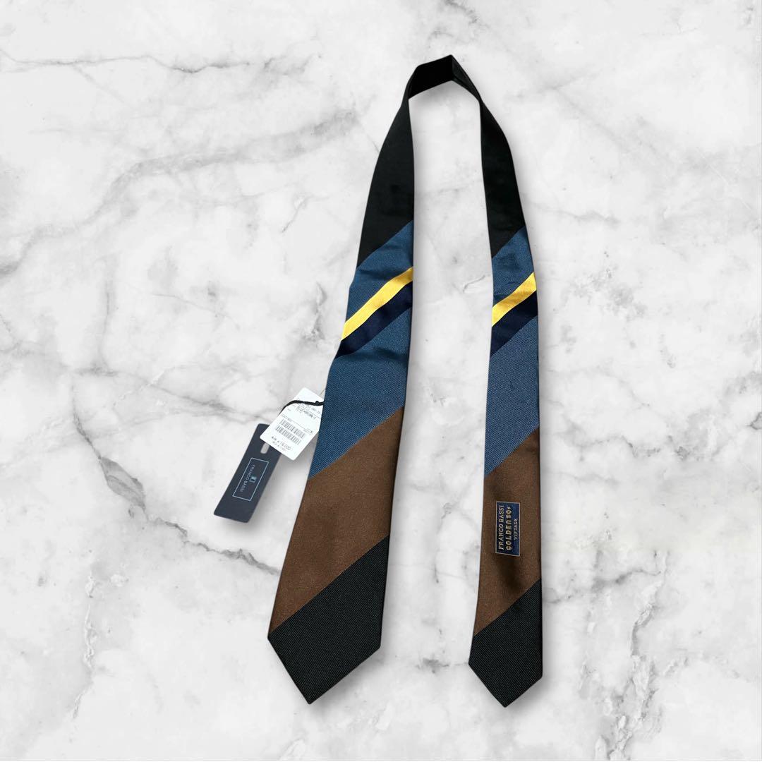 【未使用】FRANCO BASSI　ネクタイ　GOLDEN 80 レジメンタル