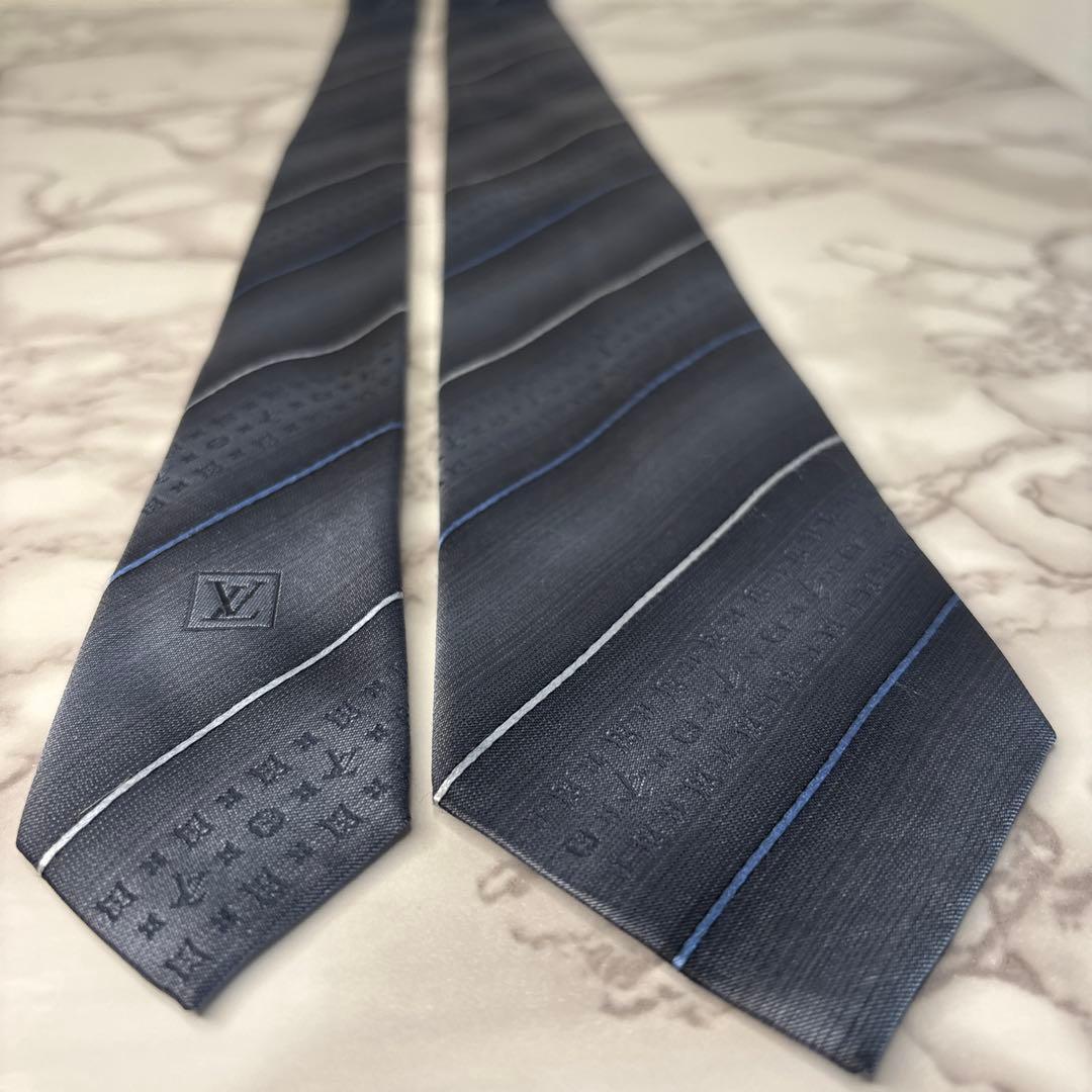 【訳あり特価】Louis Vuitton ネクタイ　ブラック　グレー　モノグラム