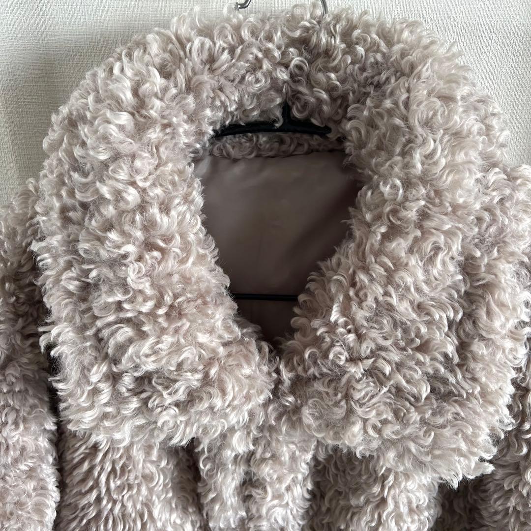 新品FENNELフェンネル ボアポンチョベスト グレージュ M YAMADAYA