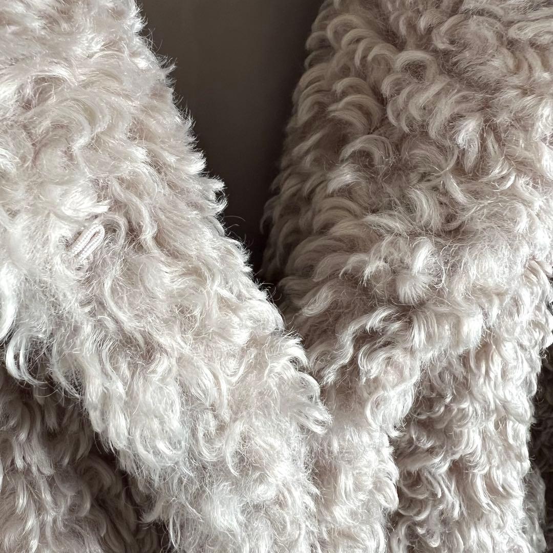 新品FENNELフェンネル ボアポンチョベスト グレージュ M YAMADAYA